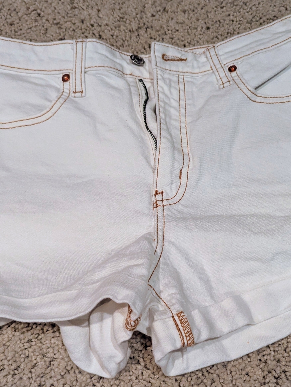 wild fable White Denim Shorts with Contrast Stitching